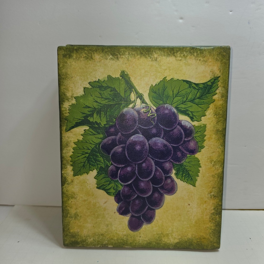 Vintage Style Purple Grapes Canvas Wall Art Botanical Fruit Kitchen Decor 8x10